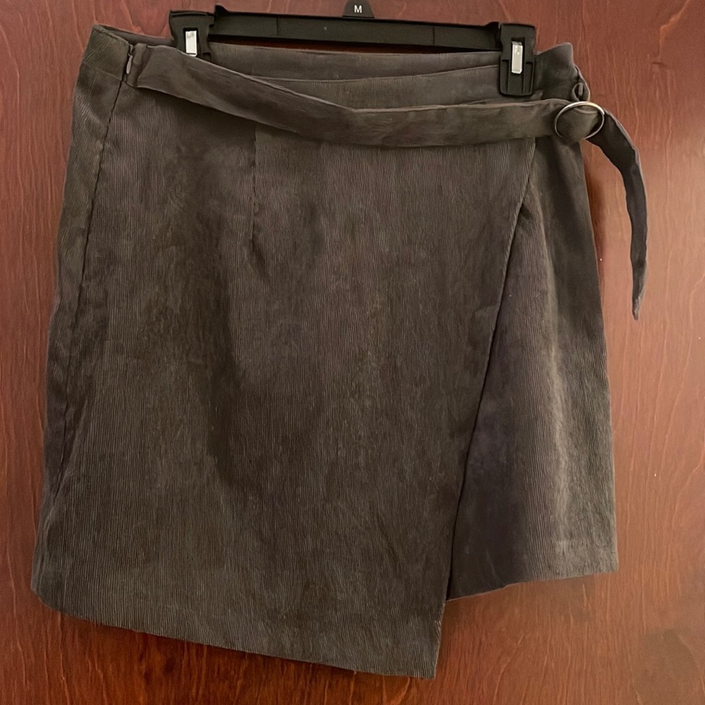 Grey Corduroy Mini Skirt